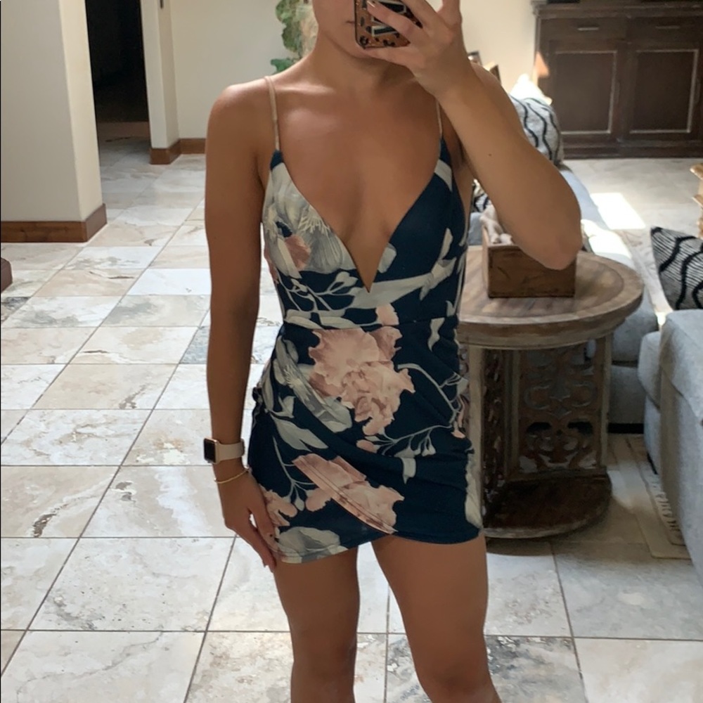 Hello Molly Mini Blue / Rose Floral Dress Aus. 8